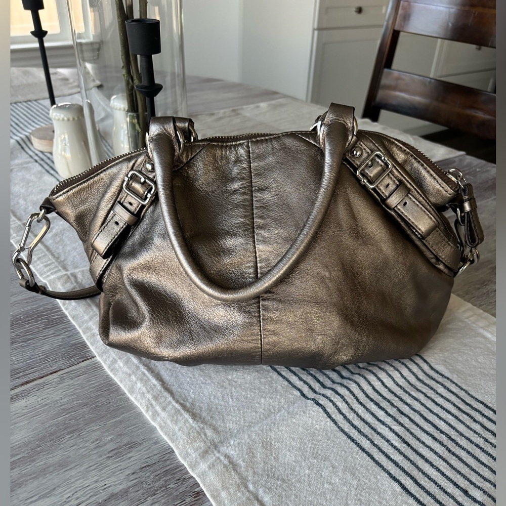🍃🦋 Coach Madison Metallic
Pewter Leather Satchel
Shoulder Bag 15960 - Picture 7 of 14